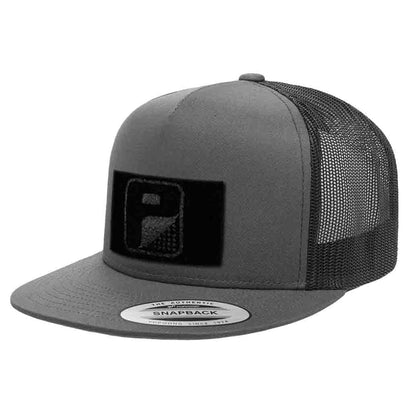 Classic Trucker 2-Tone Pull Patch Hat By Snapback - Charcoal and Black - Pull Patch - Removable Patches For Authentic Flexfit and Snapback Hats
