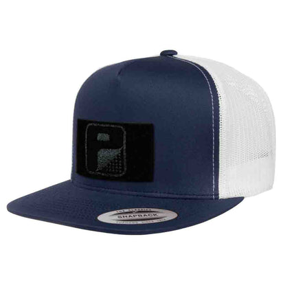 Classic Trucker 2-Tone Pull Patch Hat By Snapback - Navy Blue and White - Pull Patch - Removable Patches For Authentic Flexfit and Snapback Hats