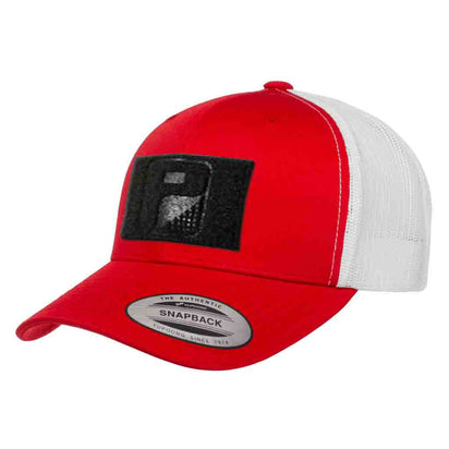 Retro Trucker 2-Tone Pull Patch Hat By Snapback - Red and White - Pull Patch - Removable Patches For Authentic Flexfit and Snapback Hats