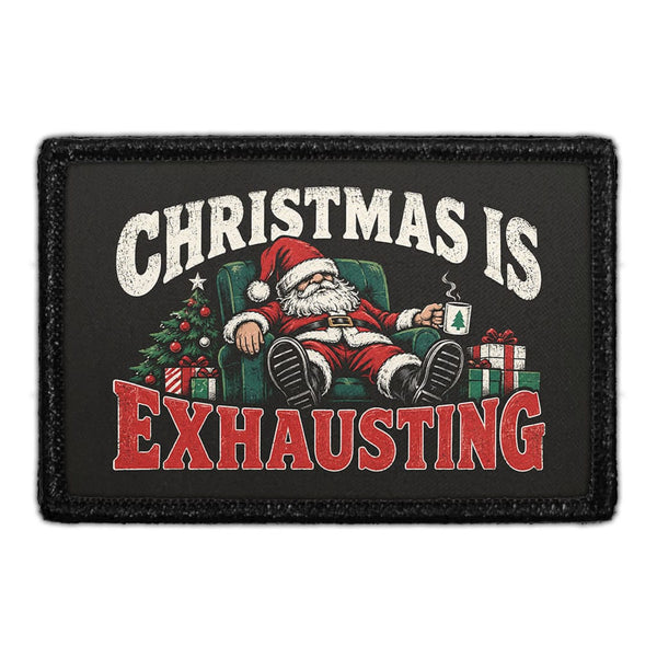 Christmas Is Exhausting - Meta Data - Crop Image Text - Removable Patch - Pull Patch - Removable Patches For Authentic Flexfit and Snapback Hats