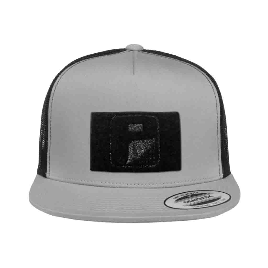 Classic Trucker 2-Tone Pull Patch Hat By Snapback - Silver and Black - Pull Patch - Removable Patches For Authentic Flexfit and Snapback Hats