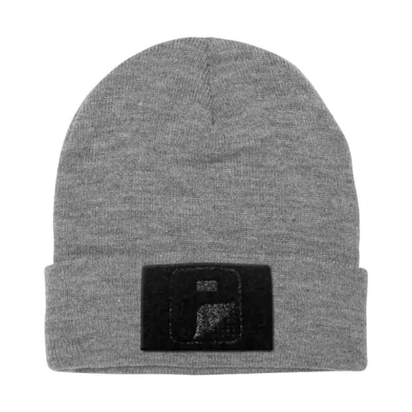 Beanie Pull Patch Cap By Flexfit - Heather Grey - Pull Patch - Removable Patches For Authentic Flexfit and Snapback Hats
