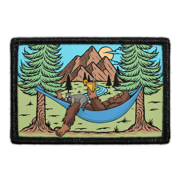 BigFoot - Racoon Cuddling - Removable Patch - Pull Patch - Removable Patches That Stick To Your Gear