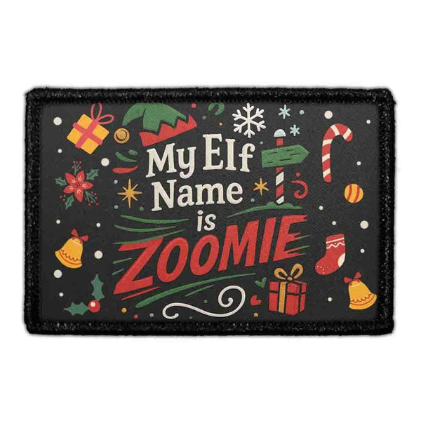 MY ELF NAME IS ZOOMIE Meta Data - Crop Image Text - - Removable Patch - Pull Patch - Removable Patches For Authentic Flexfit and Snapback Hats
