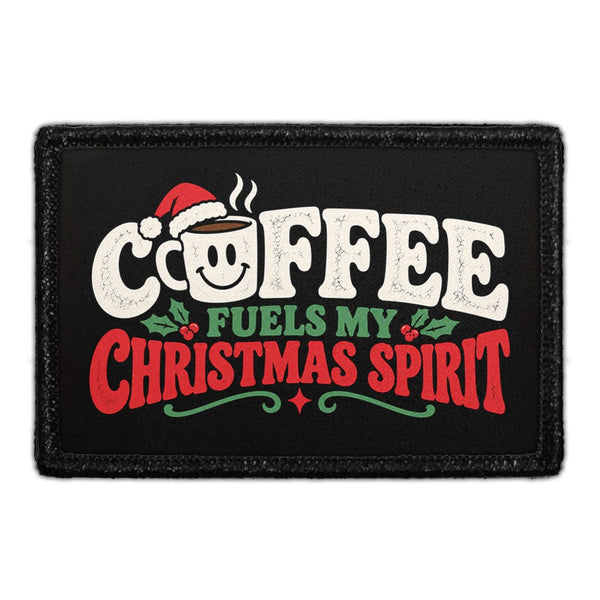 Coffee Fuels My Christmas Spirit - Meta Data - Crop Image Text - Removable Patch - Pull Patch - Removable Patches For Authentic Flexfit and Snapback Hats
