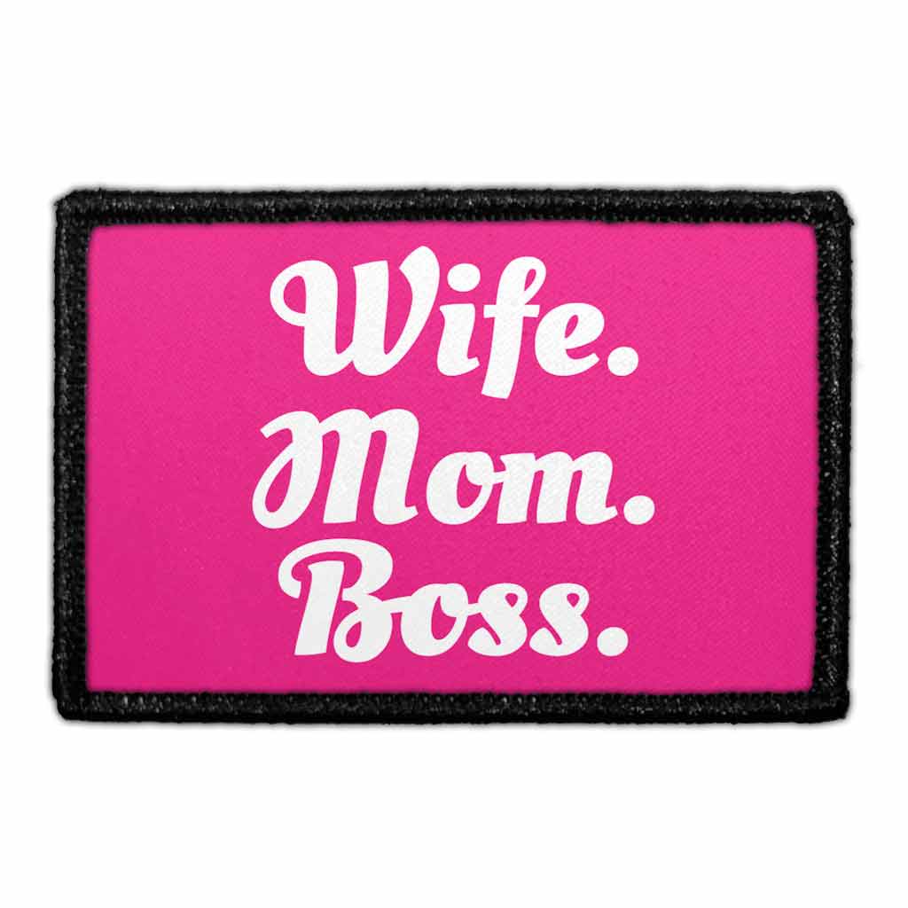 Wife. Mom. Boss. - Removable Patch - Pull Patch - Removable Patches For Authentic Flexfit and Snapback Hats