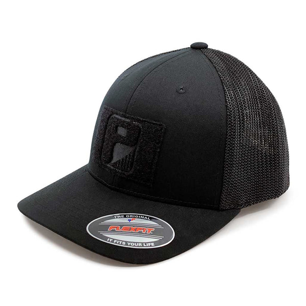 Black - Trucker Mesh by Hat Pull Flexfit Patch