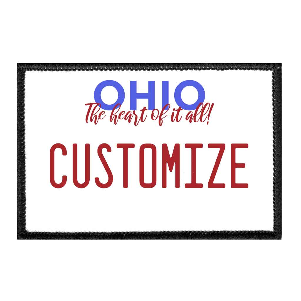 Customizable - Ohio License Plate - Removable Patch - Pull Patch - Removable Patches For Authentic Flexfit and Snapback Hats