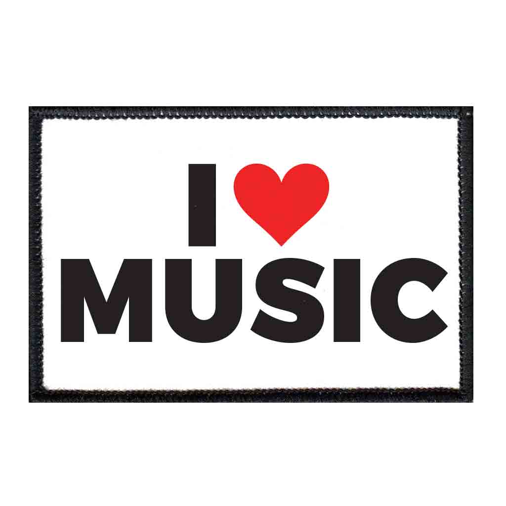 I Love Music - Removable Patch - Pull Patch - Removable Patches For Authentic Flexfit and Snapback Hats