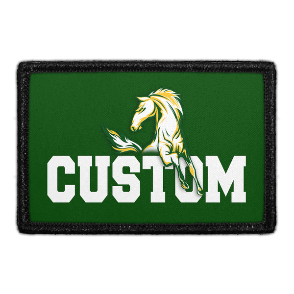 Mira Costa Custom Text With Horse White Outline Removable Patch