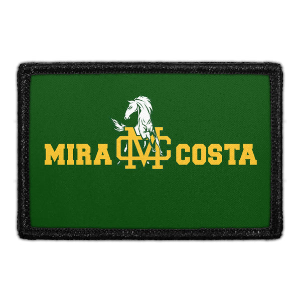 Mira Costa Mustangs With Badge Custom On Black Removable Patch Pull