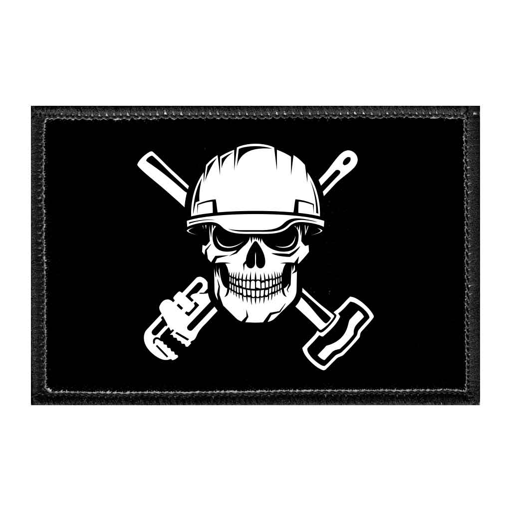 Roughnecks Skull - Black And White - Removable Patch - Pull Patch - Removable Patches For Authentic Flexfit and Snapback Hats