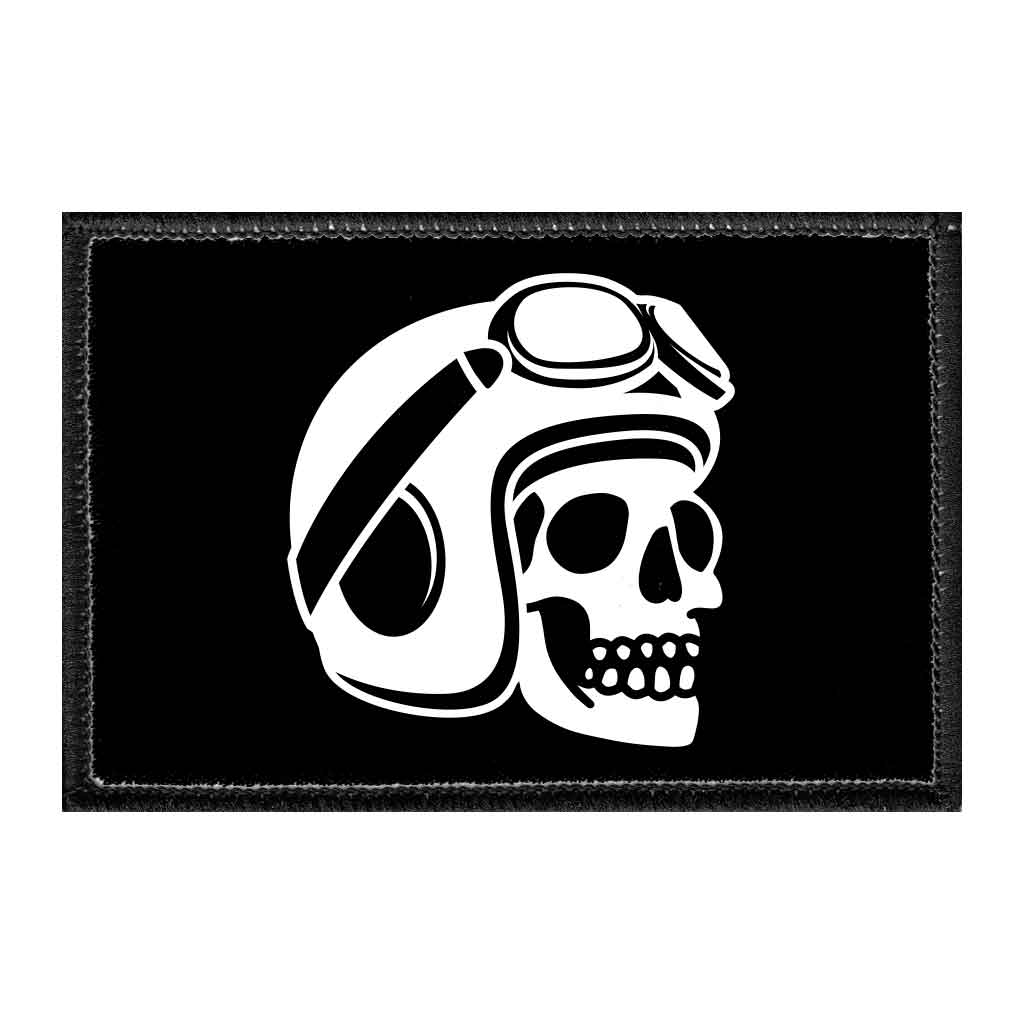 Skull With Motorcycle Helmet - Removable Patch - Pull Patch - Removable Patches That Stick To Your Gear