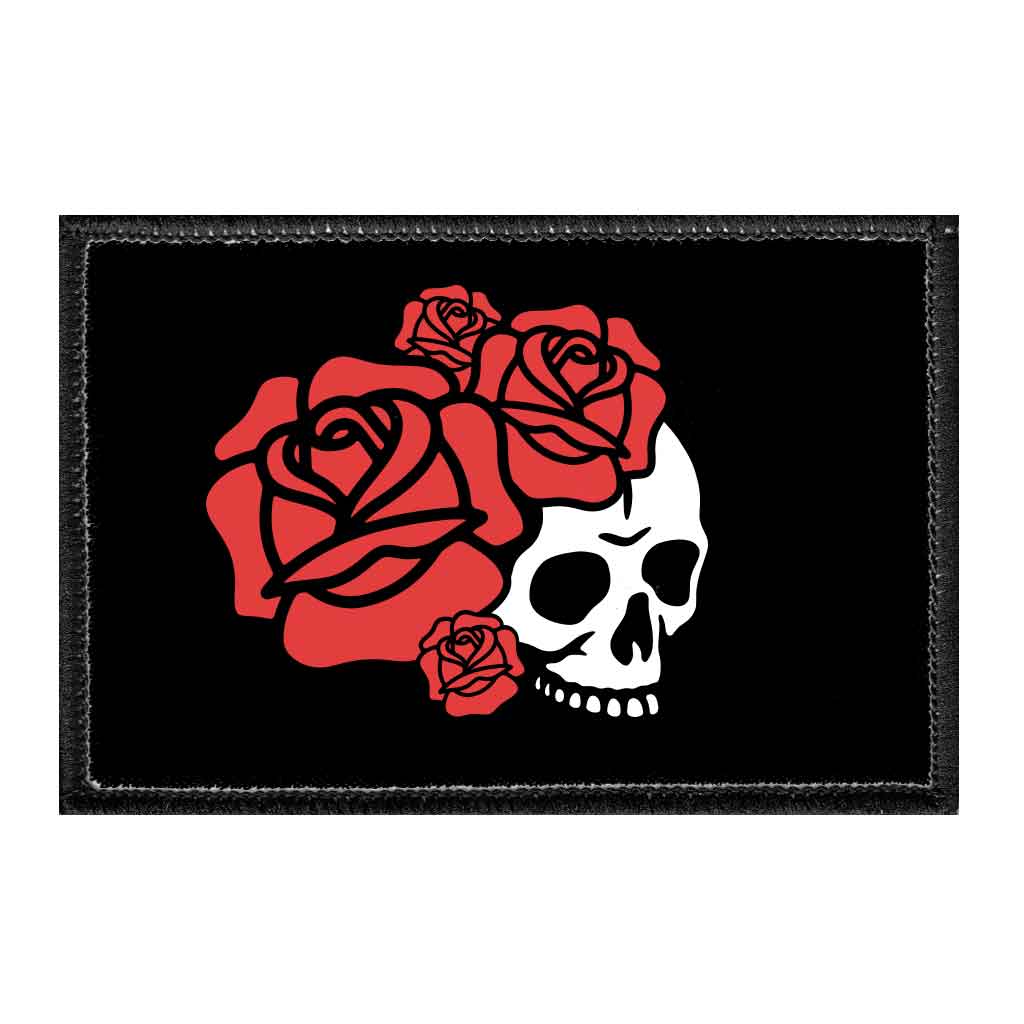Skull With Roses - Removable Patch - Pull Patch - Removable Patches That Stick To Your Gear