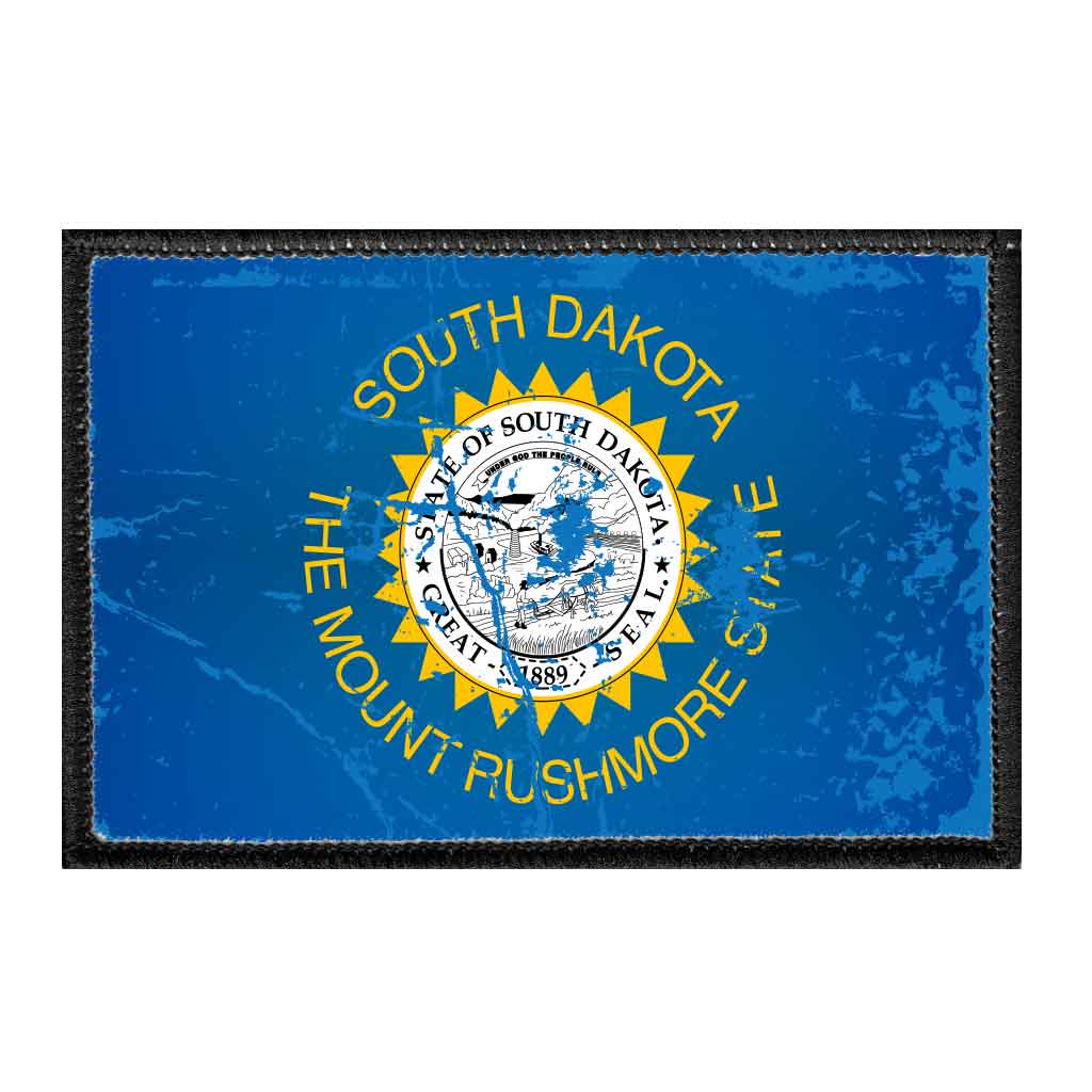 South Dakota State Flag - Color - Distressed - Removable Patch - Pull Patch - Removable Patches For Authentic Flexfit and Snapback Hats