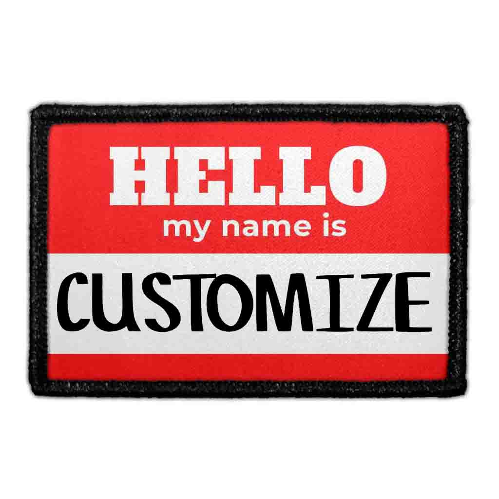 Customizable - Hello My Name Is - Red - Removable Patch - Pull Patch - Removable Patches For Authentic Flexfit and Snapback Hats