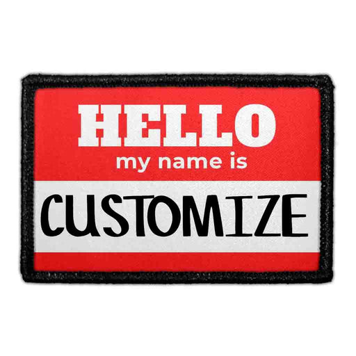 Customizable - Hello My Name Is - Red - Removable Patch - Pull Patch - Removable Patches For Authentic Flexfit and Snapback Hats