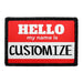 Customizable - Hello My Name Is - Red - Removable Patch - Pull Patch - Removable Patches For Authentic Flexfit and Snapback Hats