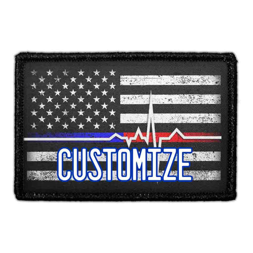 Customizable - US Flag - Lifeline - Black And White - Distressed - Removable Patch - Pull Patch - Removable Patches That Stick To Your Gear