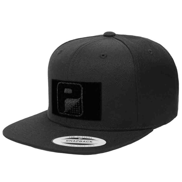 Black Snapback Hat Velcro® Compatible Flat Bill Cap