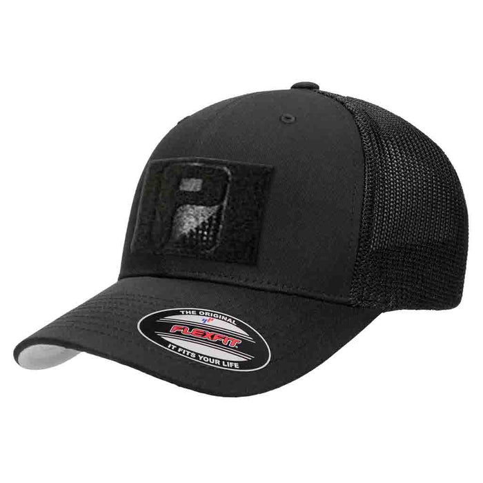 Black - Trucker Mesh Flexfit Hat by Pull Patch - Pull Patch - Removable Patches For Authentic Flexfit and Snapback Hats