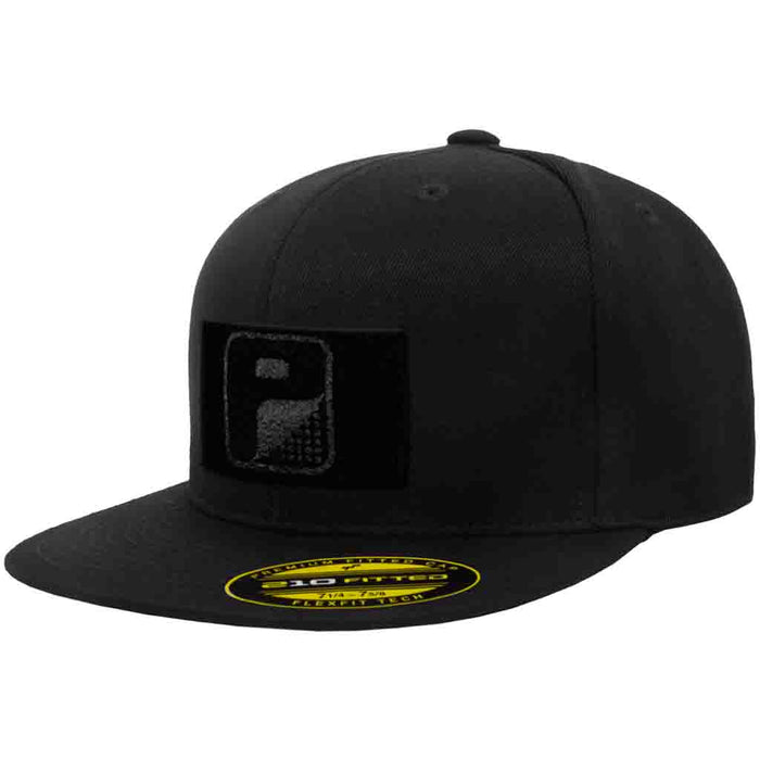 Black Flexfit Hat Velcro® Compatible Flat Bill Cap