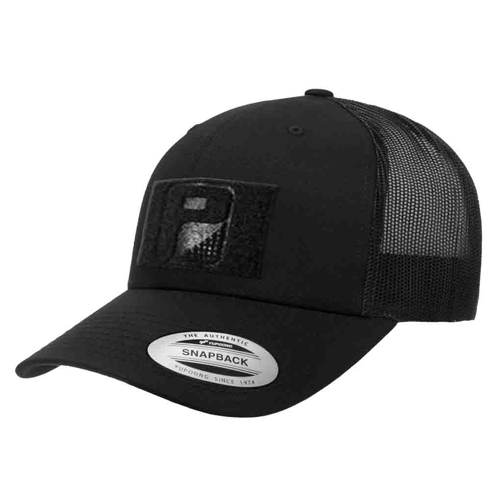 Retro Trucker Pull Patch Hat By Snapback - Black - Pull Patch - Removable Patches For Authentic Flexfit and Snapback Hats