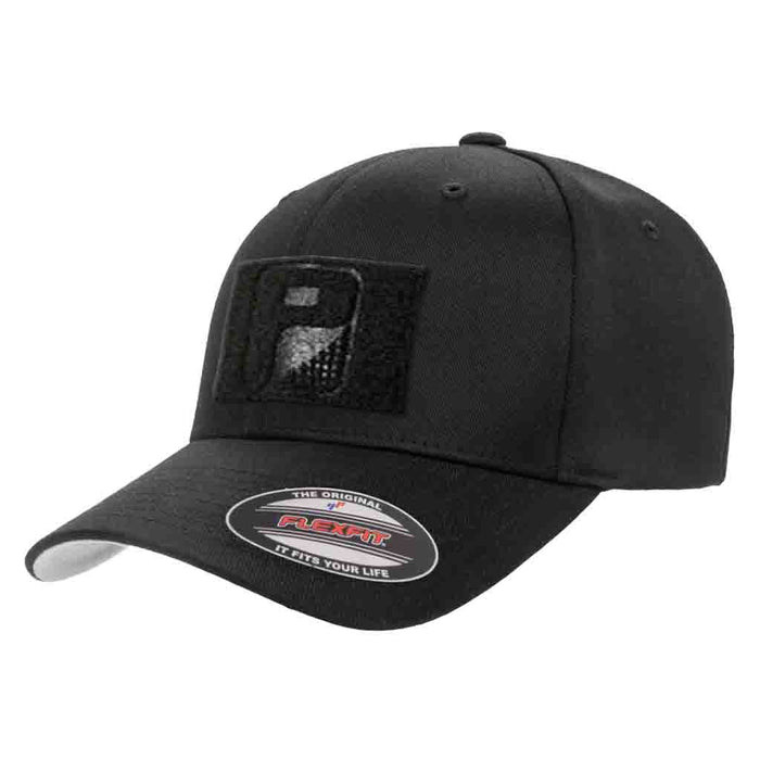 Premium Curved Visor Pull Patch Hat By Flexfit - Black - Pull Patch - Removable Patches That Stick To Your Gear