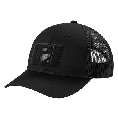 Youth - Black - Curved Bill Trucker Pull Patch Hat - Pull Patch - Removable Patches That Stick To Your Gear