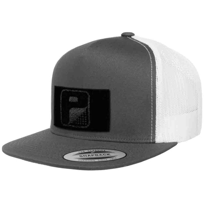 Classic Trucker 2-Tone Pull Patch Hat By Snapback - Charcoal and White - Pull Patch - Removable Patches For Authentic Flexfit and Snapback Hats