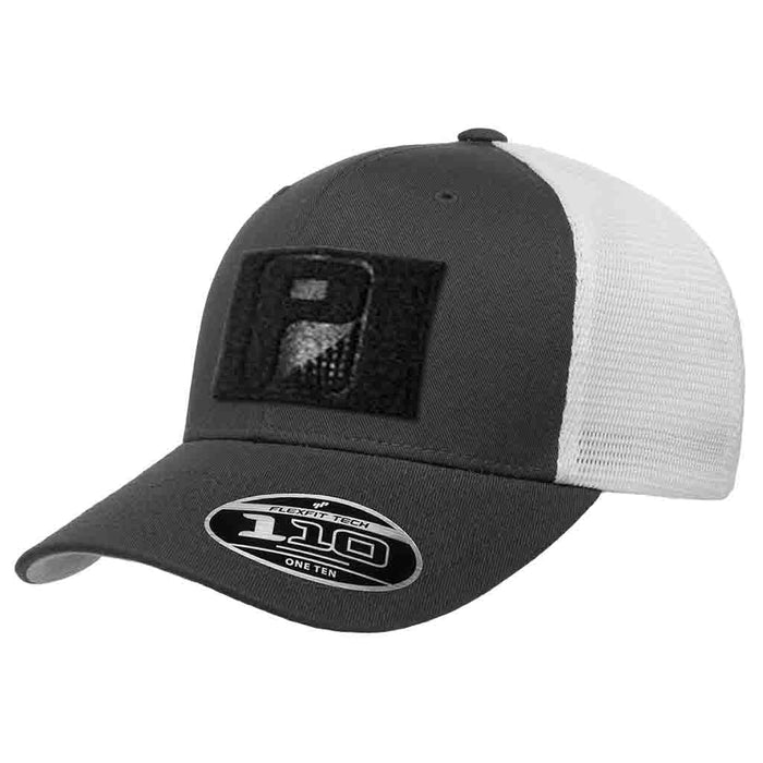 Trucker Curved Bill - 2-Tone - Charcoal and White - Flexfit + Snapback Hat by Pull Patch - Pull Patch - Removable Patches For Authentic Flexfit and Snapback Hats