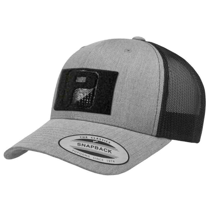 Retro Trucker 2-Tone Pull Patch Hat By Snapback - Heather and Black - Pull Patch - Removable Patches For Authentic Flexfit and Snapback Hats