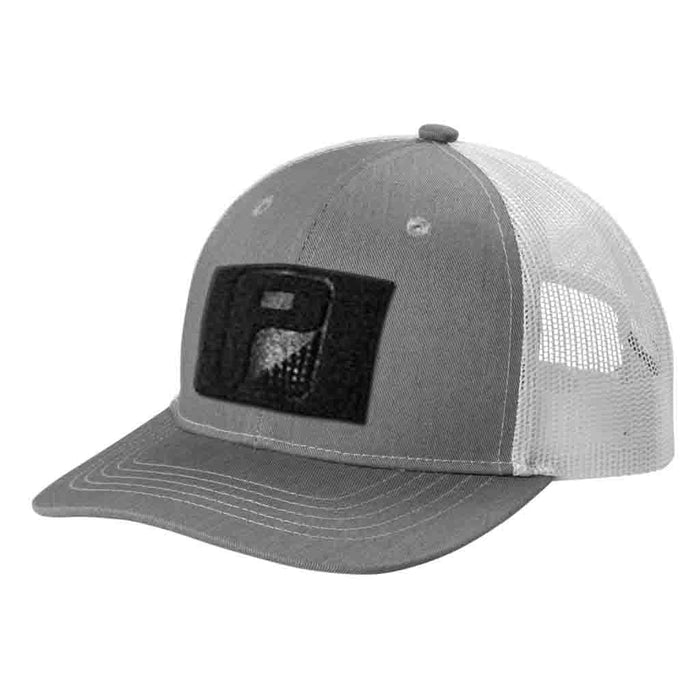 Youth - Heather And White - Curved Bill Trucker Pull Patch Hat - Pull Patch - Removable Patches That Stick To Your Gear