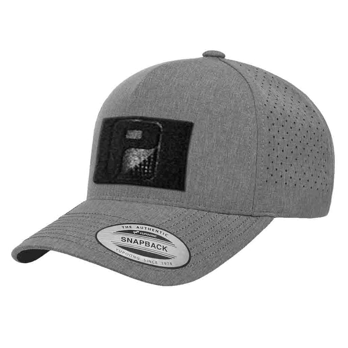 Premium Snapback Hat with Perforation - Curved Bill by Pull Patch (Heather Grey)