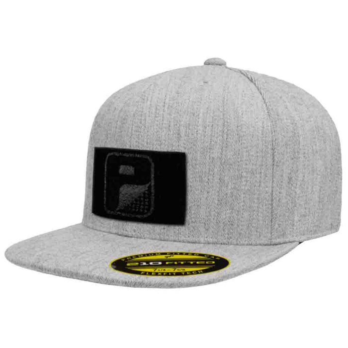 Premium Flat Bill Pull Patch Hat By Flexfit - Heather Grey - Pull Patch - Removable Patches That Stick To Your Gear