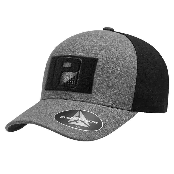 2-Tone - Melange Dark Grey and Charcoal - Delta Premium Flexfit Hat by Pull Patch - Pull Patch - Removable Patches For Authentic Flexfit and Snapback Hats