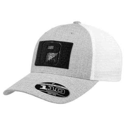 Trucker Curved Bill - 2-Tone - Melange Silver and White - Flexfit + Snapback Hat by Pull Patch - Pull Patch - Removable Patches For Authentic Flexfit and Snapback Hats