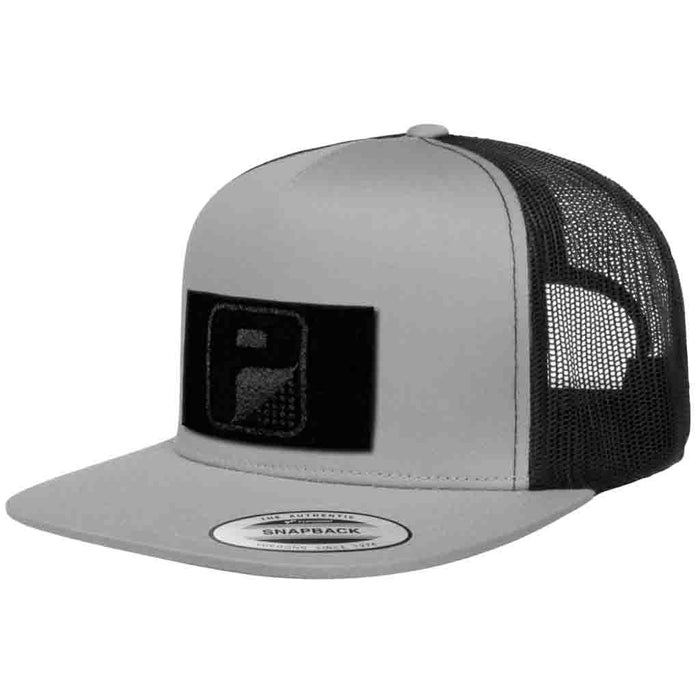 Classic Trucker 2-Tone Pull Patch Hat By Snapback - Silver and Black - Pull Patch - Removable Patches For Authentic Flexfit and Snapback Hats