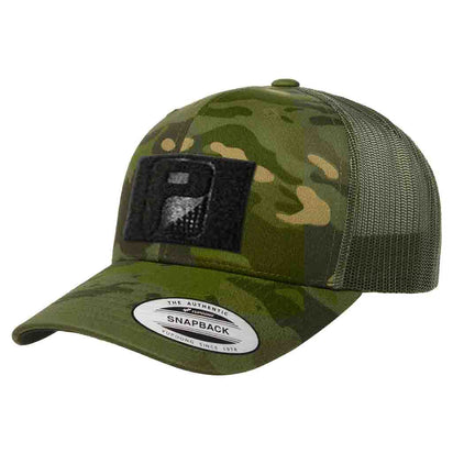 MULTICAM® Retro Trucker Pull Patch Hat by SNAPBACK - Tropical Camo and Green - Pull Patch - Removable Patches For Authentic Flexfit and Snapback Hats