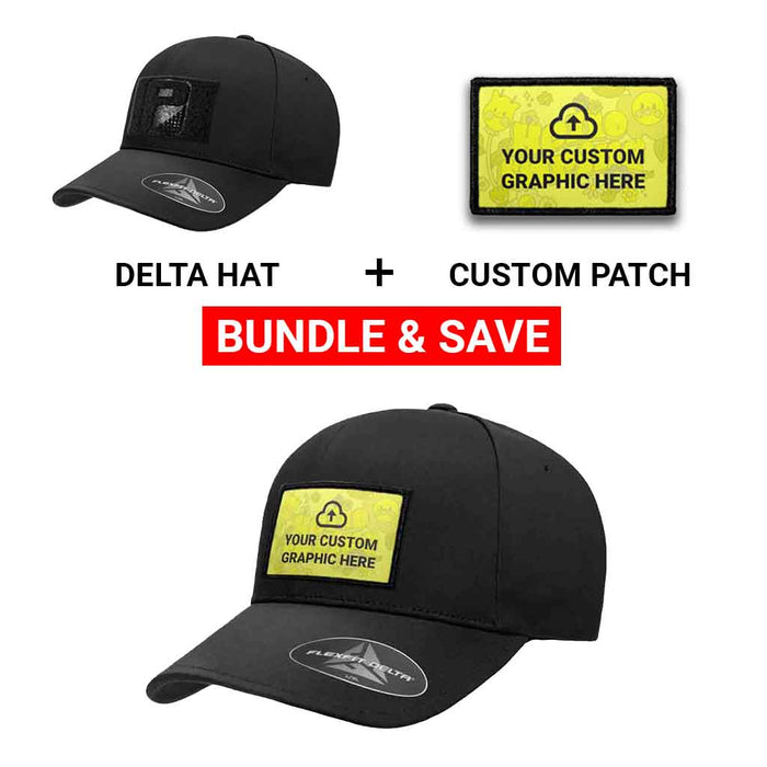 Bundle: Custom Graphic & Delta Premium Flexfit Hat (Black - L/XL)