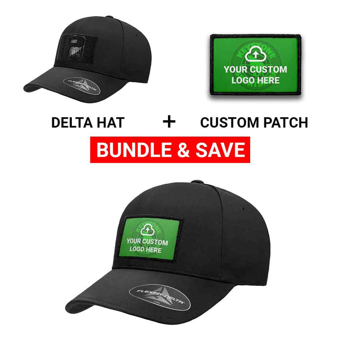 Bundle: Custom Logo & Delta Premium Flexfit Hat (Black - L/XL)