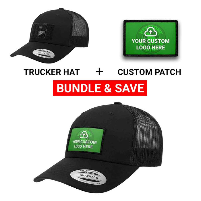 Bundle: Custom Logo + Curved Bill Trucker Hat (Black)