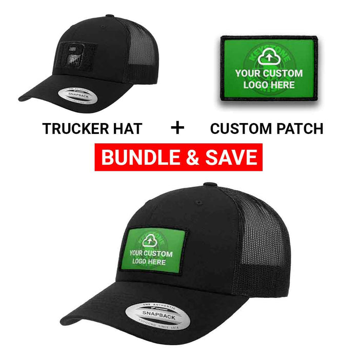 Bundle: Custom Logo  + Curved Bill Trucker Hat (Black)