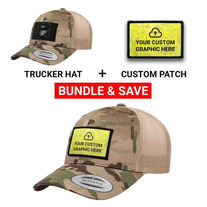 Bundle: Custom Graphic + Curved Bill Multicam® Trucker Hat (Camo & Khaki)