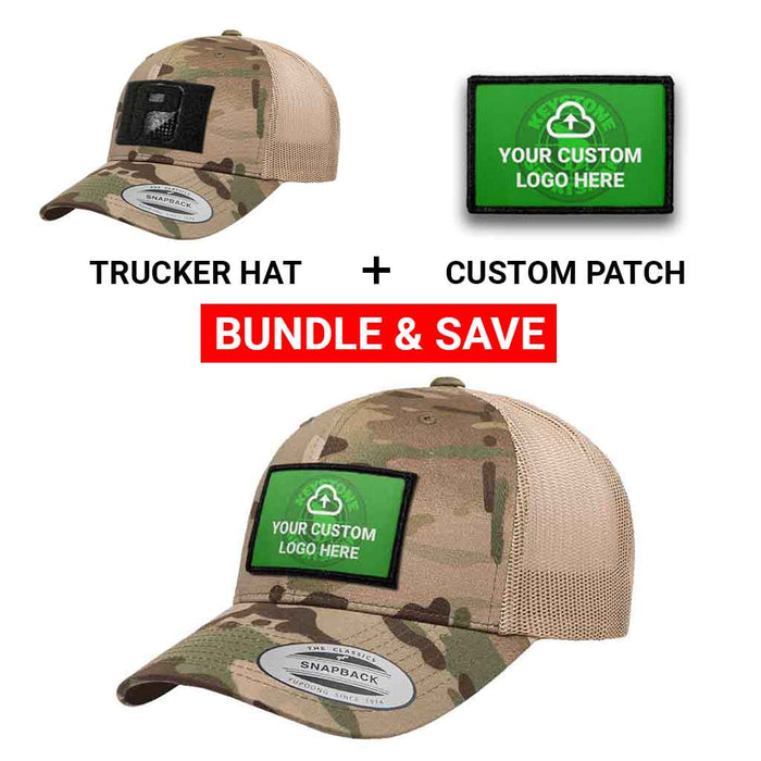 Bundle: Custom Logo + Curved Bill Multicam® Trucker Hat (Camo & Khaki)