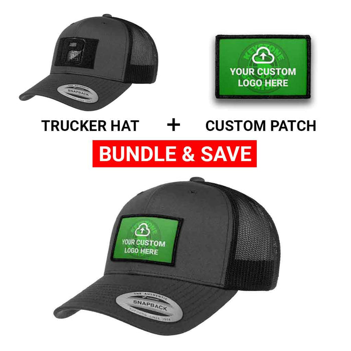 Bundle: Custom Logo + Curved Bill Trucker Hat (Charcoal & Black)