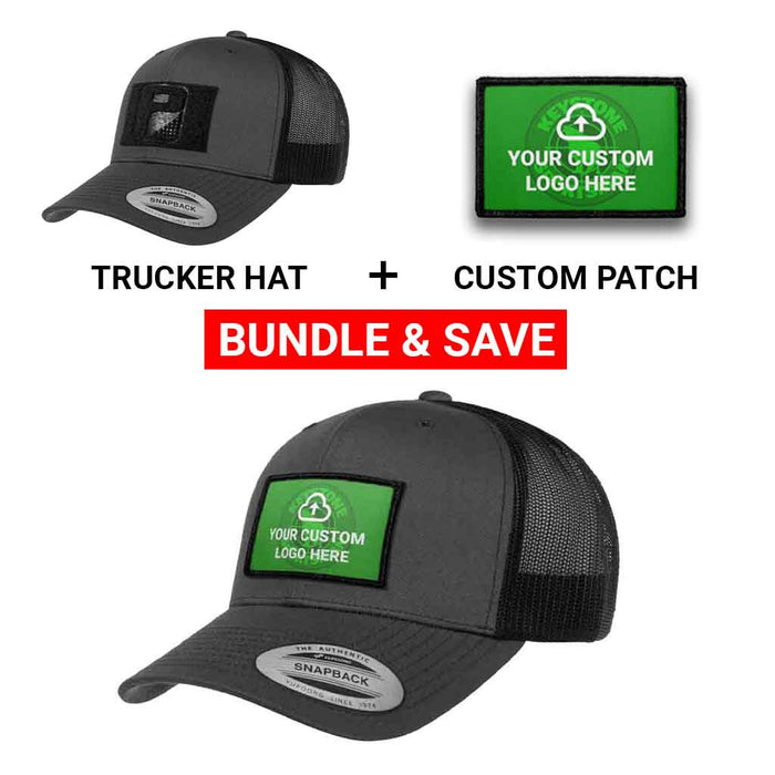 Bundle: Custom Logo  + Curved Bill Trucker Hat (Charcoal & Black)