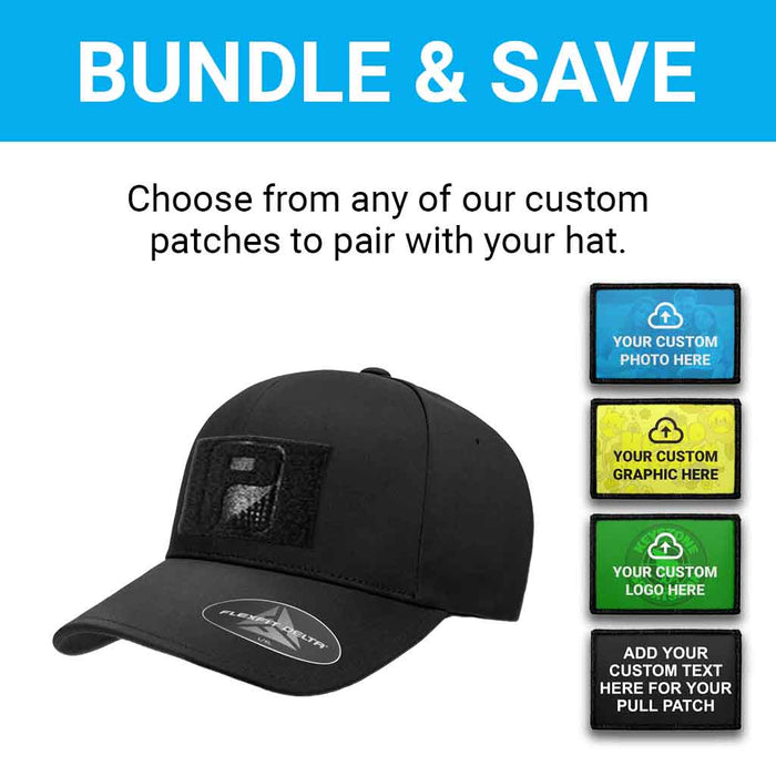 Bundle: Custom Graphic & Delta Premium Flexfit Hat (Black - L/XL)