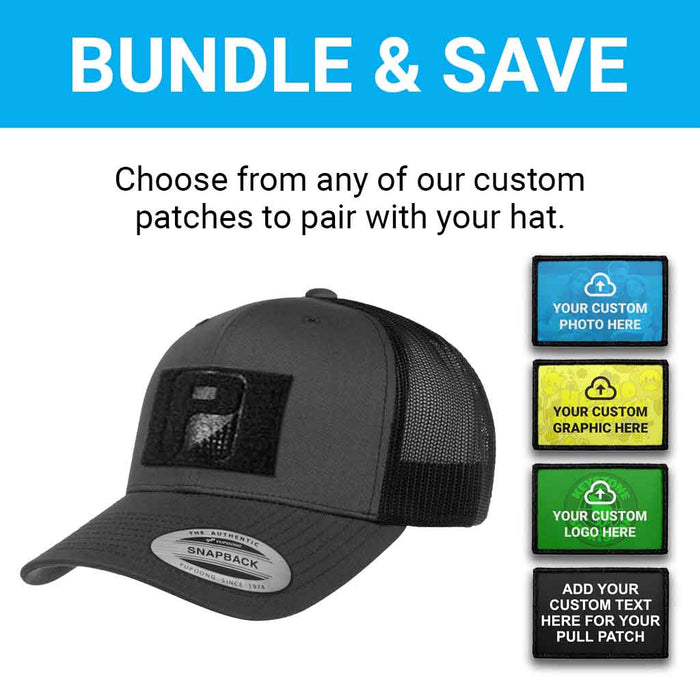 Bundle: Custom Logo + Curved Bill Trucker Hat (Charcoal & Black)