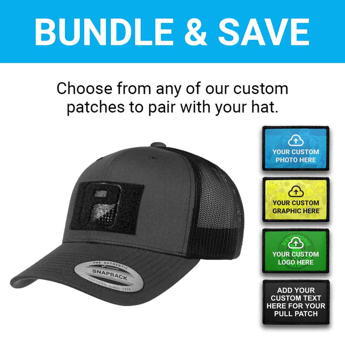 Bundle: Custom Graphic + Curved Bill Trucker Hat (Charcoal & Black)